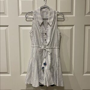 Striped Sleeveless Button-Down Dress